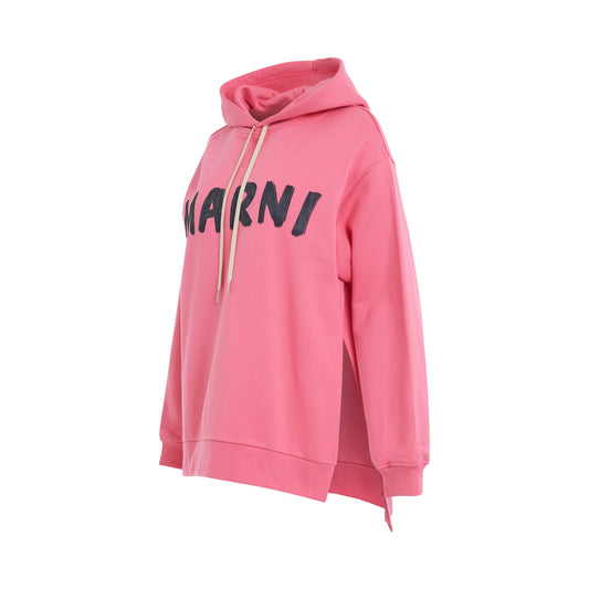 Logo Print Hoodie in Pink Candy