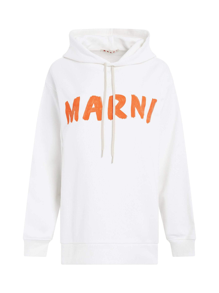 Logo Print Hoodie in Stone White