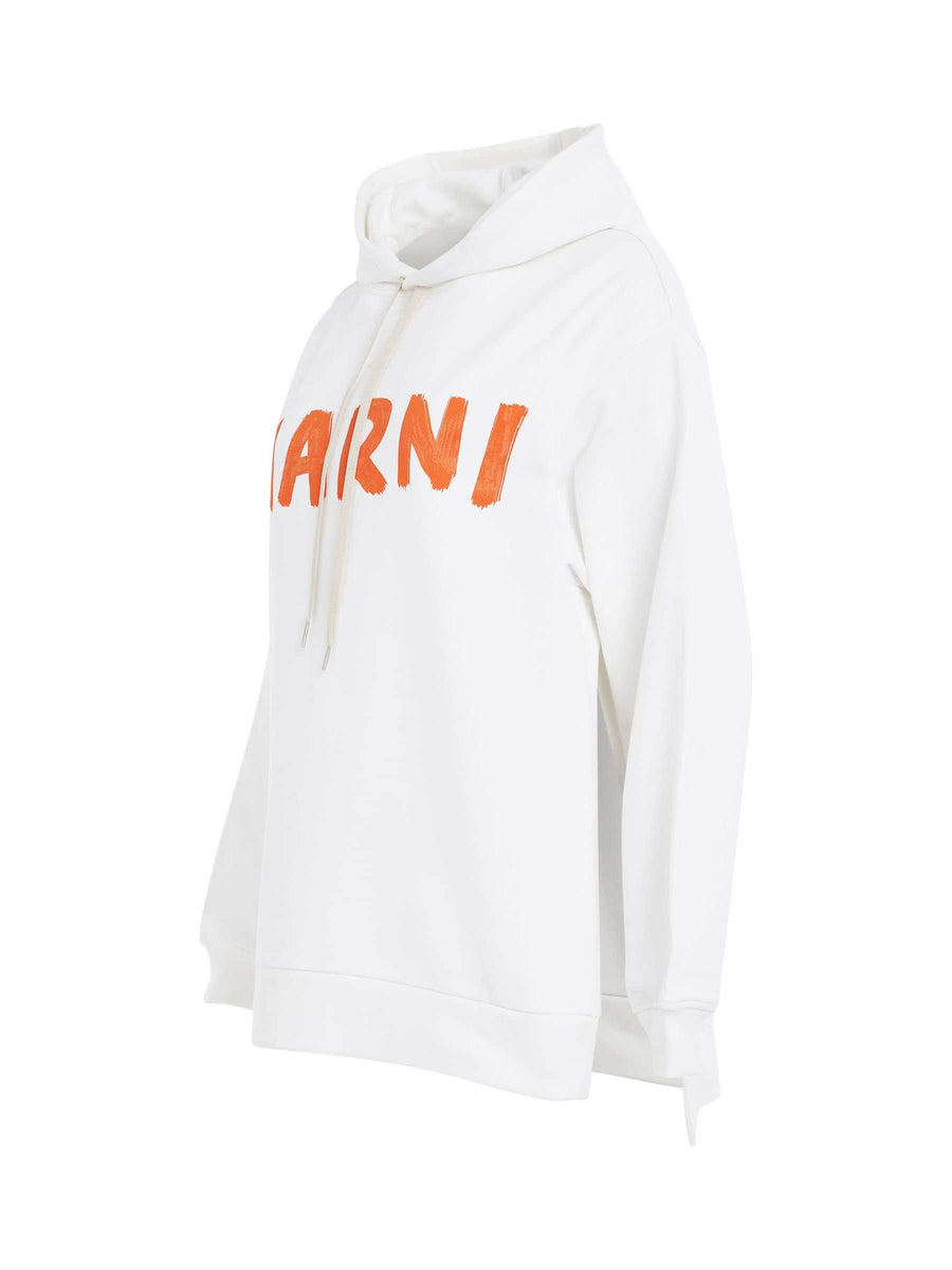 Logo Print Hoodie in Stone White