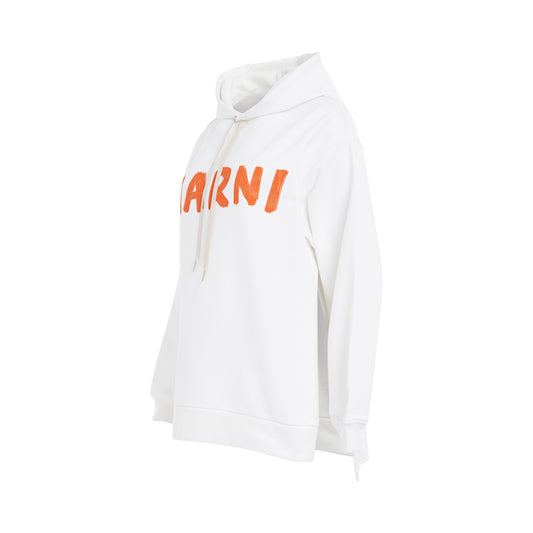 Logo Print Hoodie in Stone White