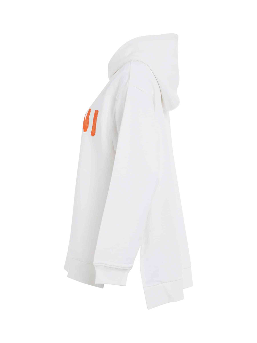 Logo Print Hoodie in Stone White