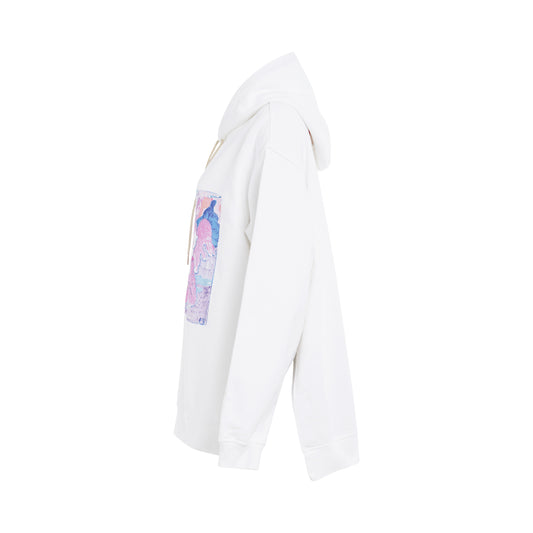 Dragron Print Hoodie in Stone White