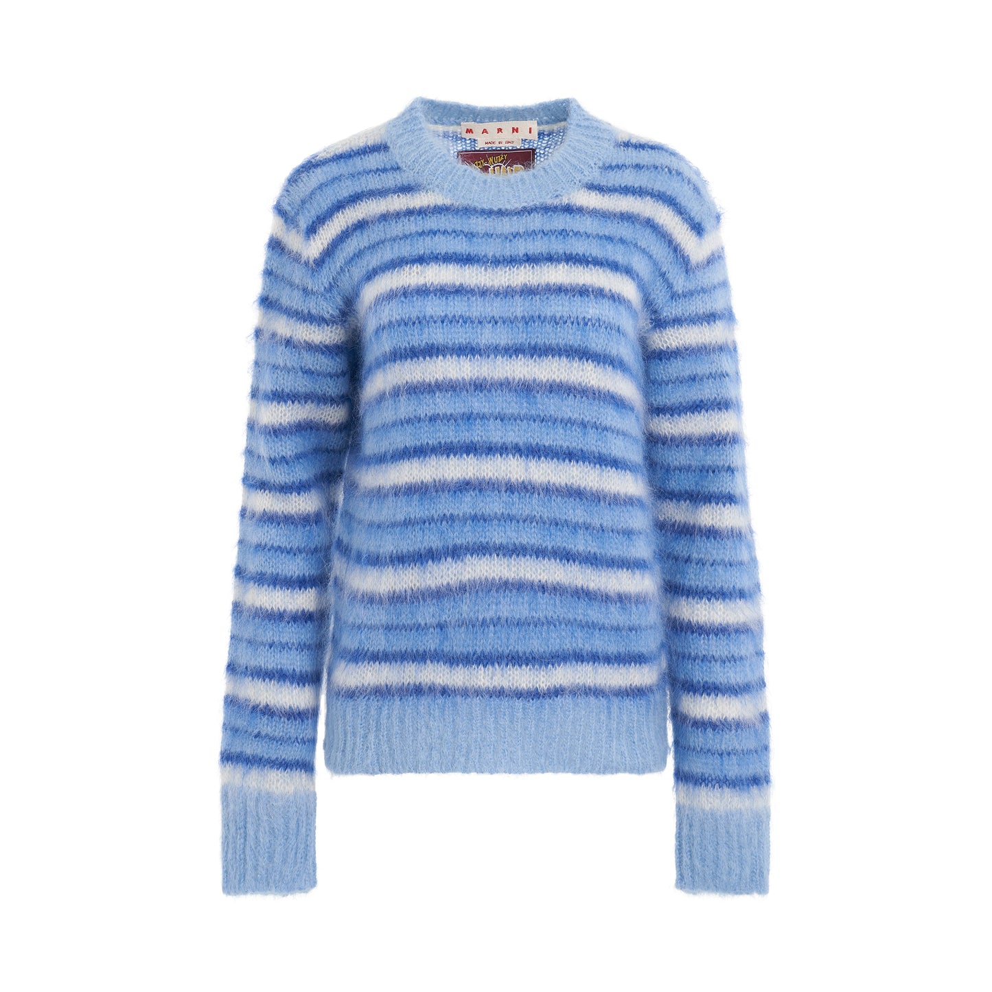 Striped Roundneck Sweater in Iris Blue