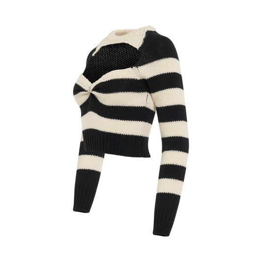 Striped Cropped Sweater in Stone White