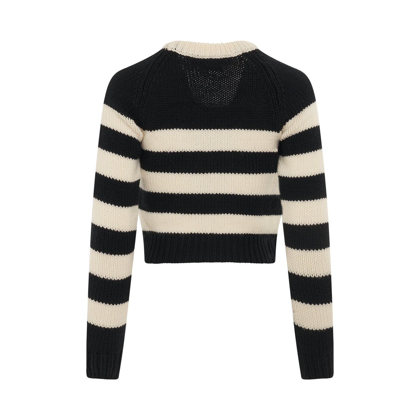 Striped Cropped Sweater in Stone White