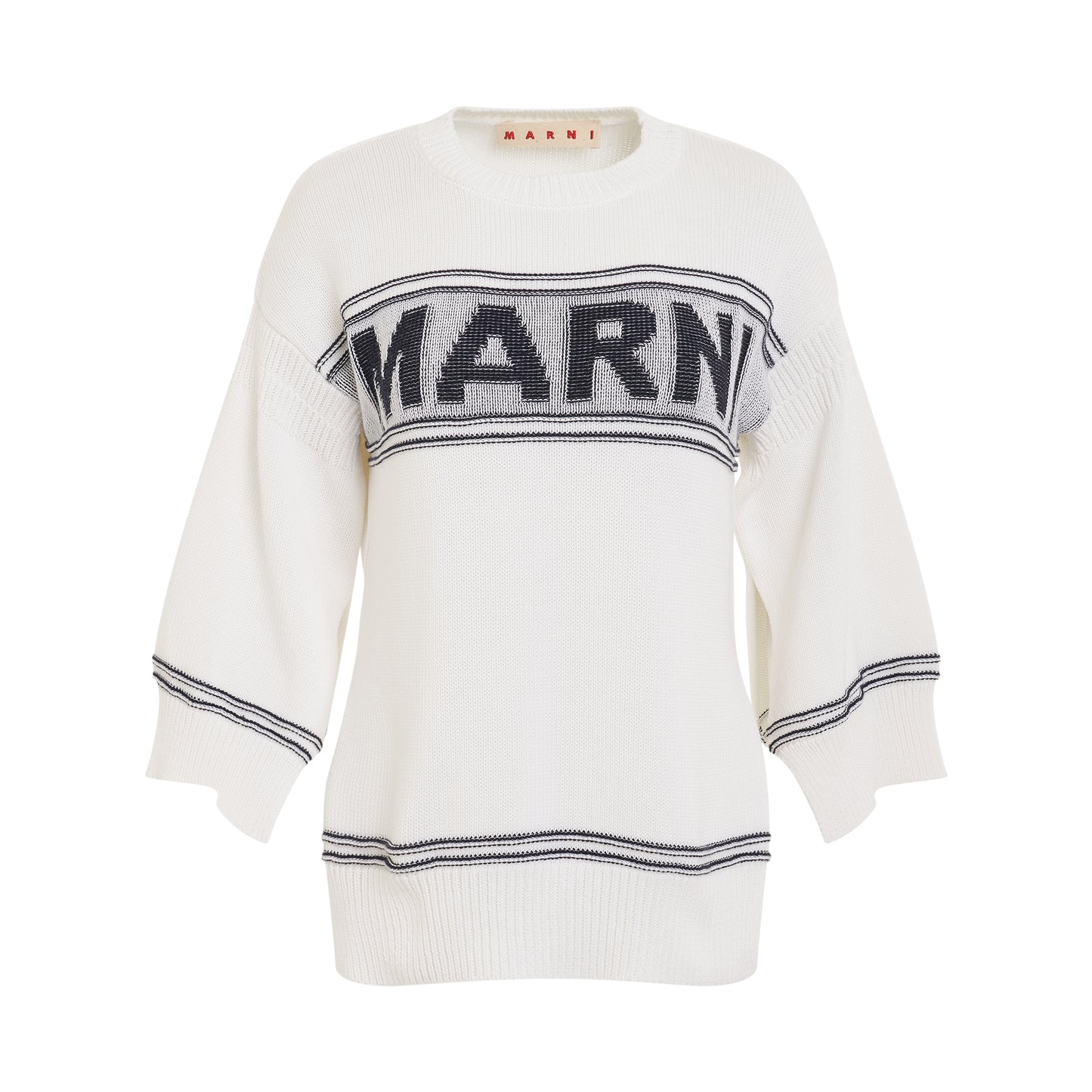 Cotton Logo Sweater in Lily White