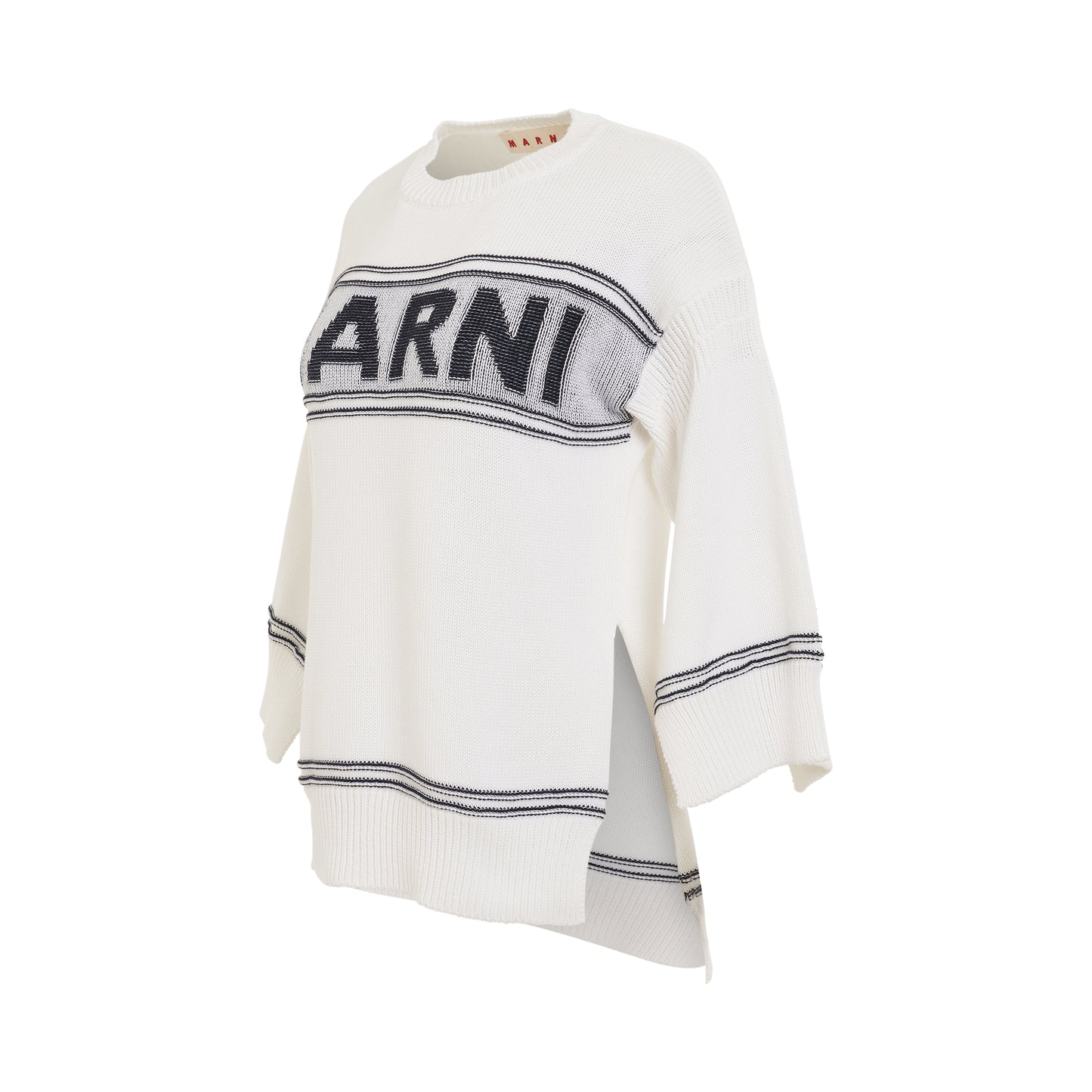 Cotton Logo Sweater in Lily White