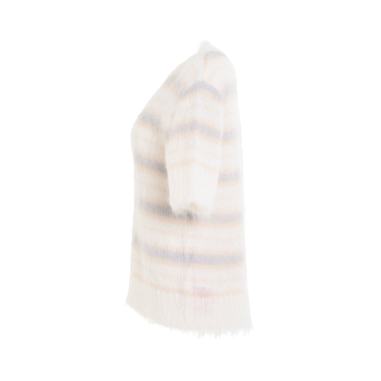 Mohair & Wool Striped Sweater in Natural White