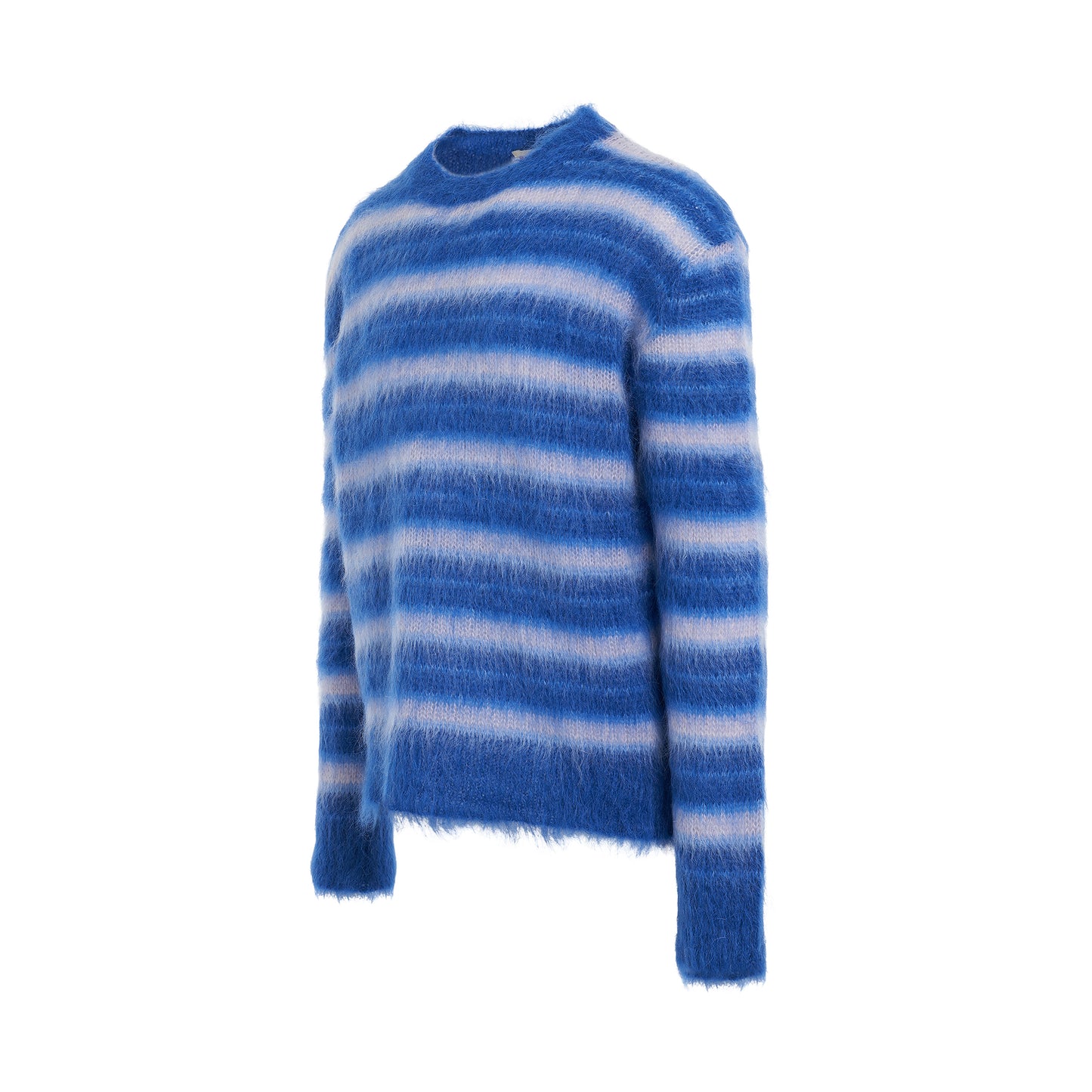 Mohair Striped Crewneck Sweater in Mazarine Blue