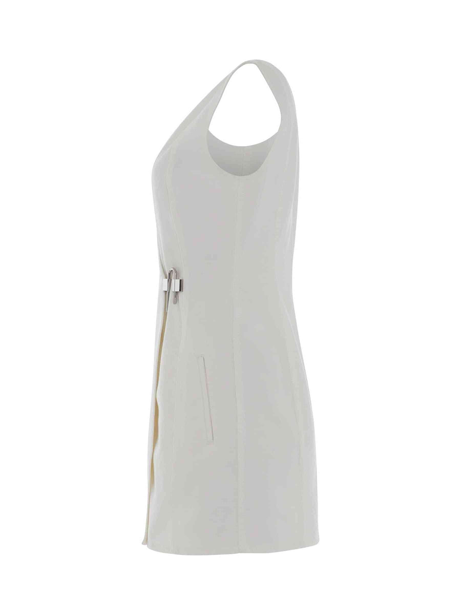 Padlock Denim Dress in White
