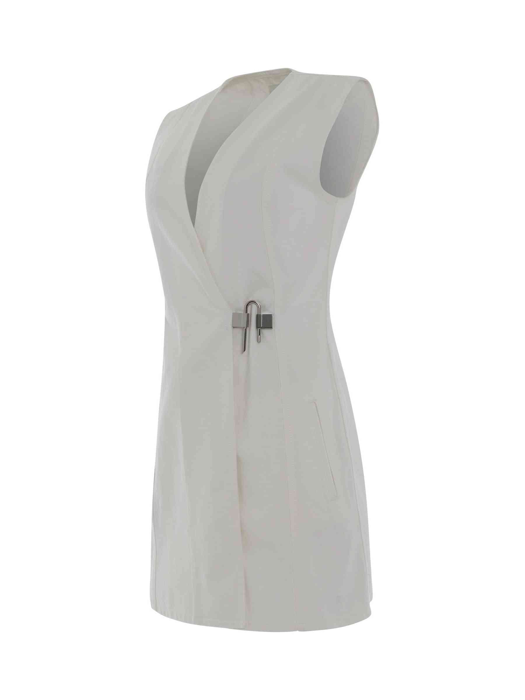 Padlock Denim Dress in White
