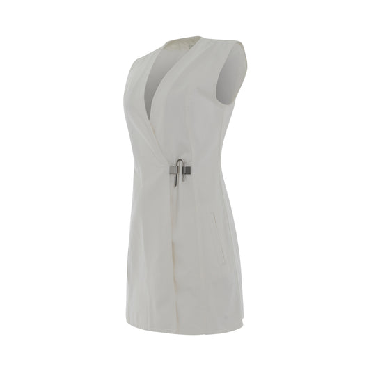 Padlock Denim Dress in White