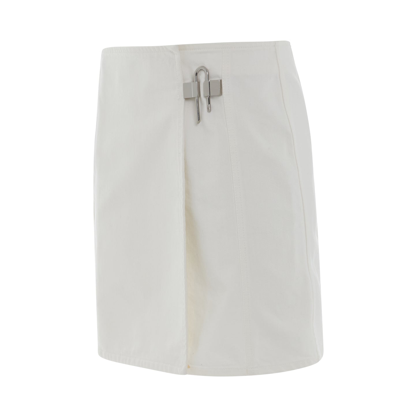 Padlock Mini Denim Skirt in White