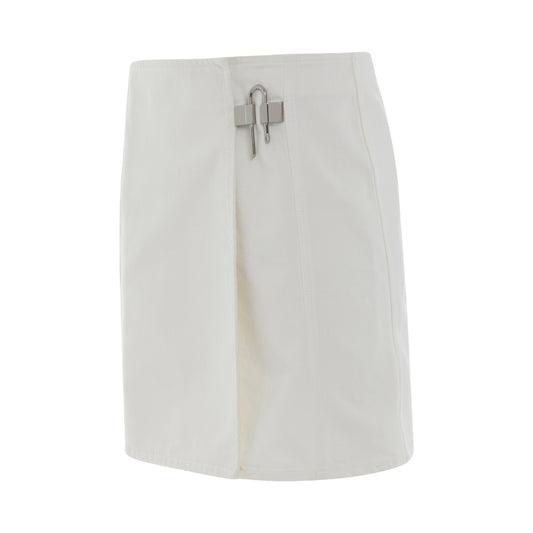 Padlock Mini Denim Skirt in White