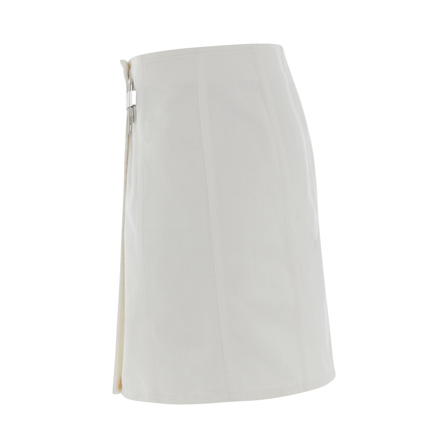 Padlock Mini Denim Skirt in White