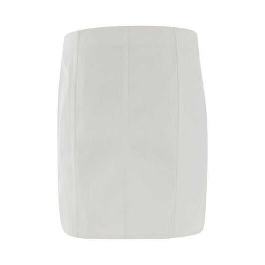 Padlock Mini Denim Skirt in White