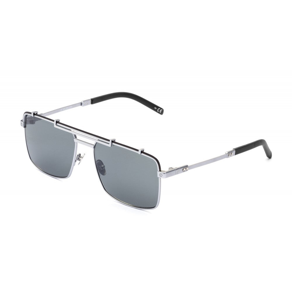 Silver Squared Titanium Sunglasses with Dark Silver Mirror Lens