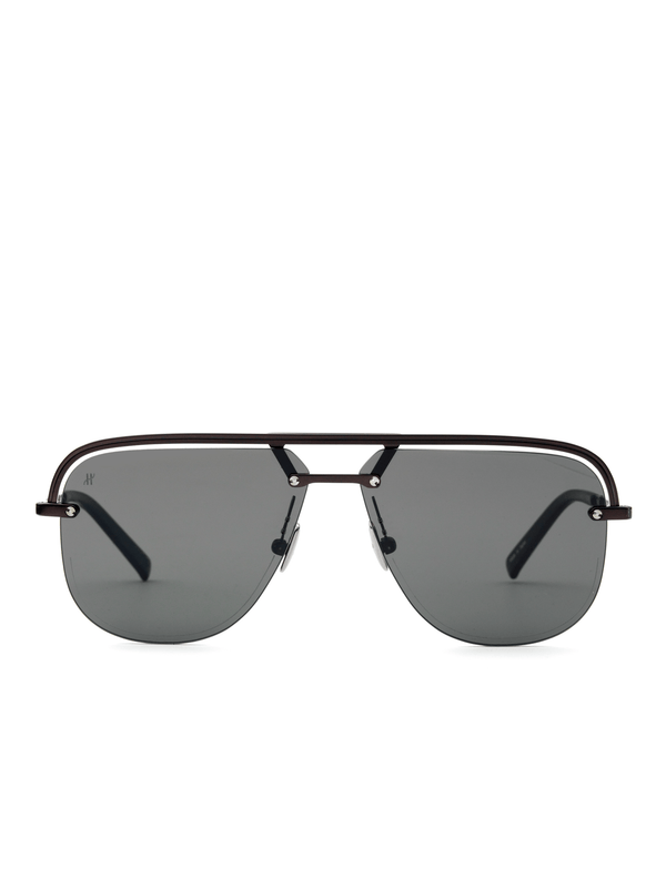 Black Matte Aviator Sunglasses with Solid Smoke Lens