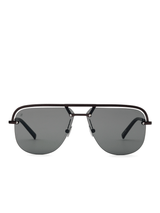 Black Matte Aviator Sunglasses with Solid Smoke Lens