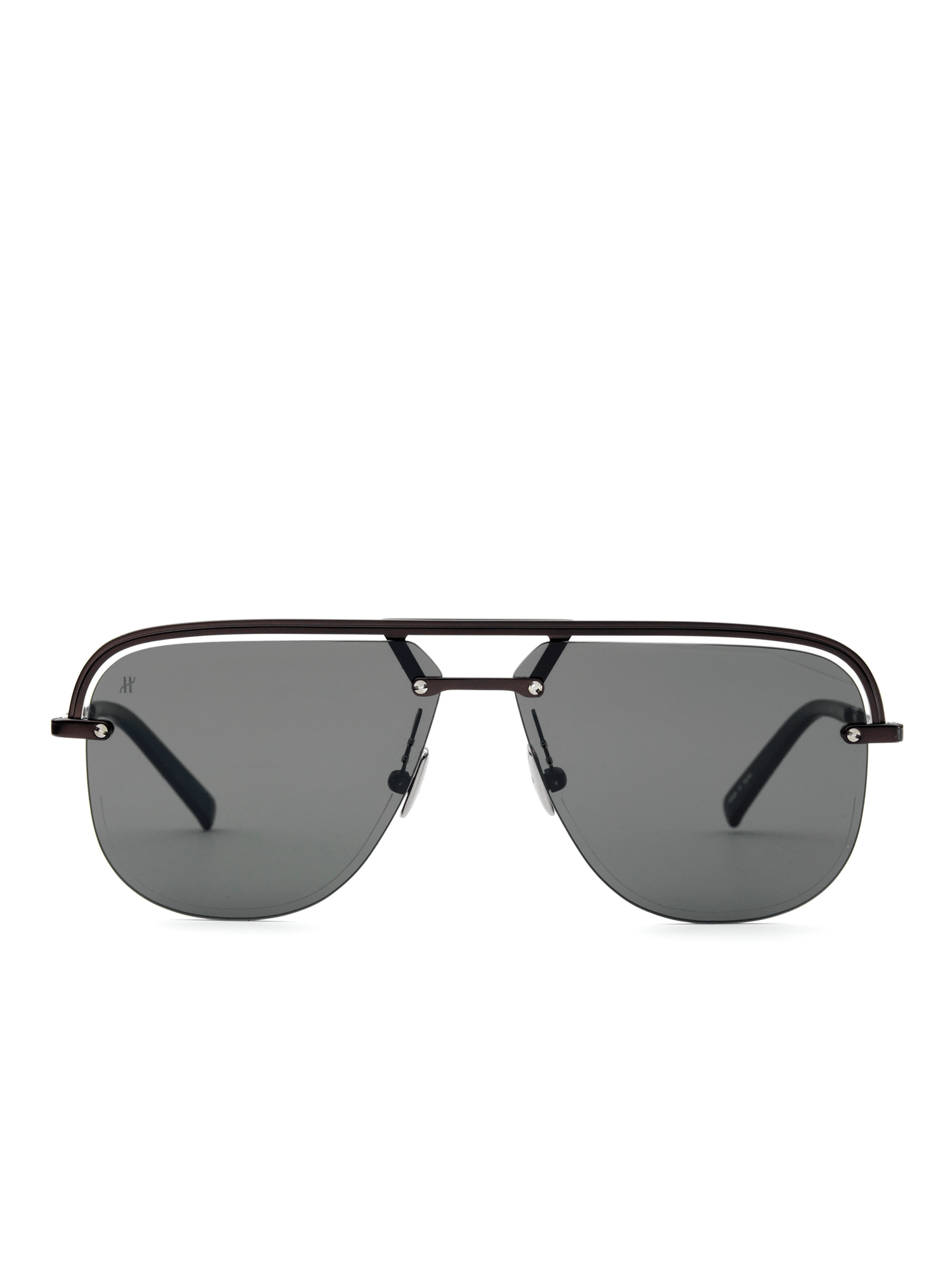 Black Matte Aviator Sunglasses with Solid Smoke Lens