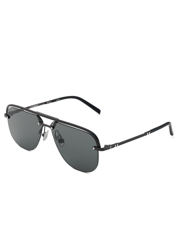 Black Matte Aviator Sunglasses with Solid Smoke Lens