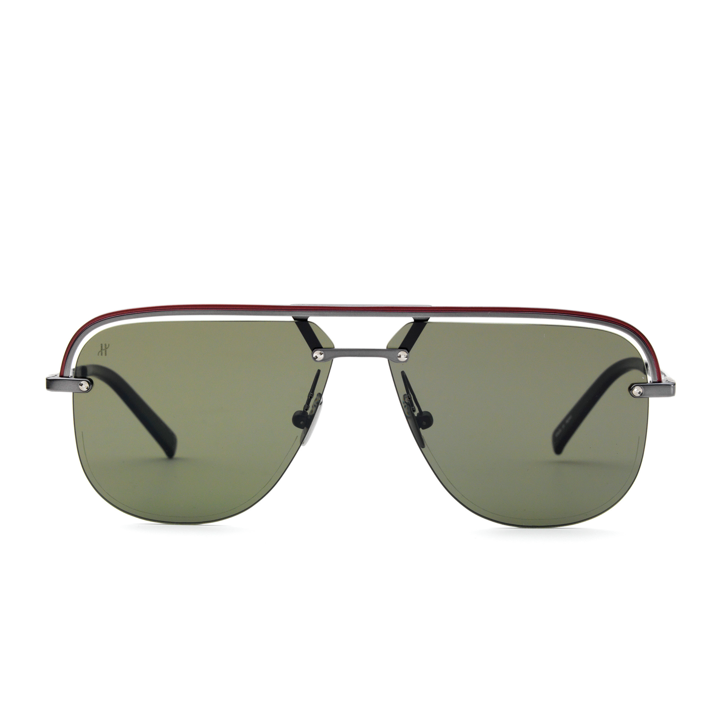 Gun Matte Aviator Sunglasses with Green Lens