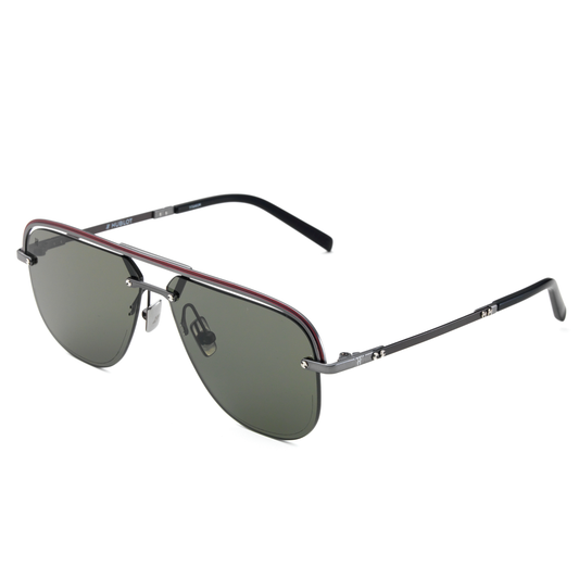 Gun Matte Aviator Sunglasses with Green Lens