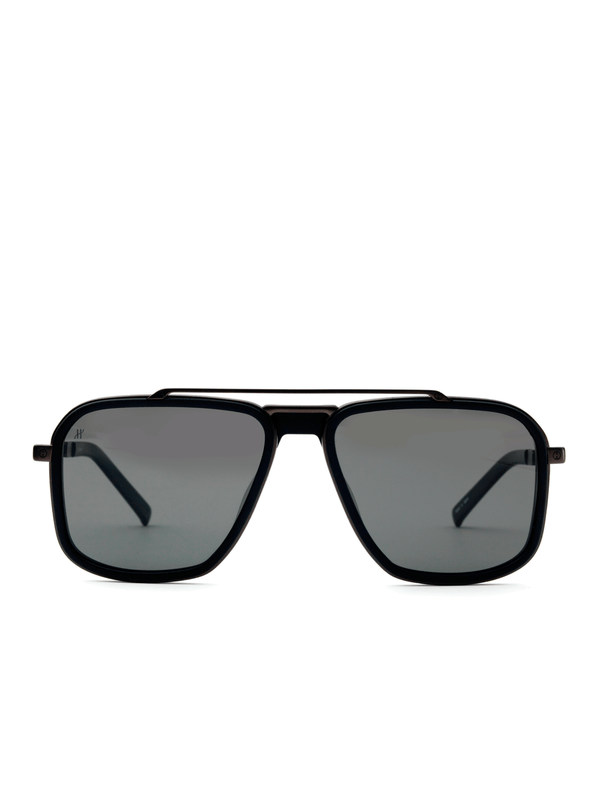 Black Matte Squared Sunglasses with Gradient Smoke Black Lens