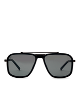 Black Matte Squared Sunglasses with Gradient Smoke Black Lens