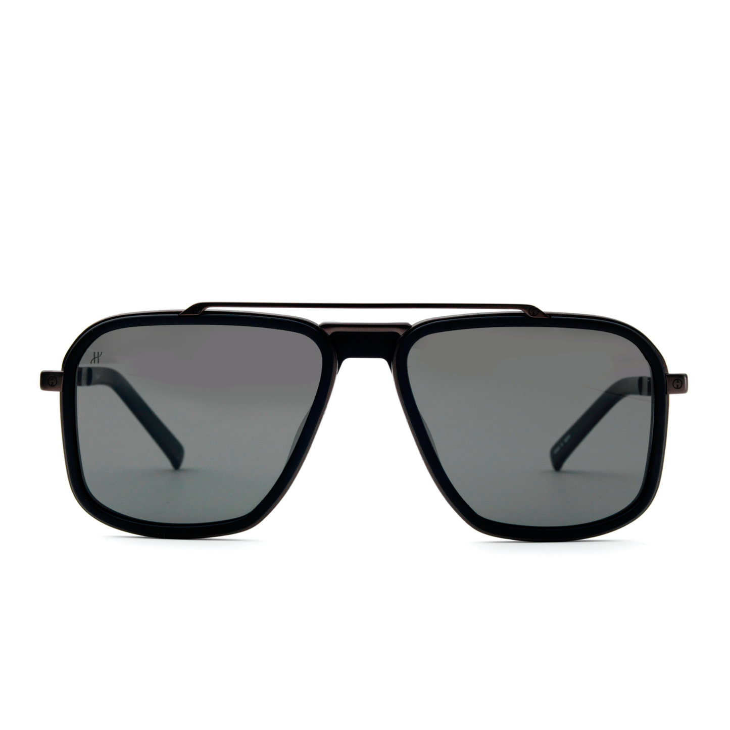 Black Matte Squared Sunglasses with Gradient Smoke Black Lens