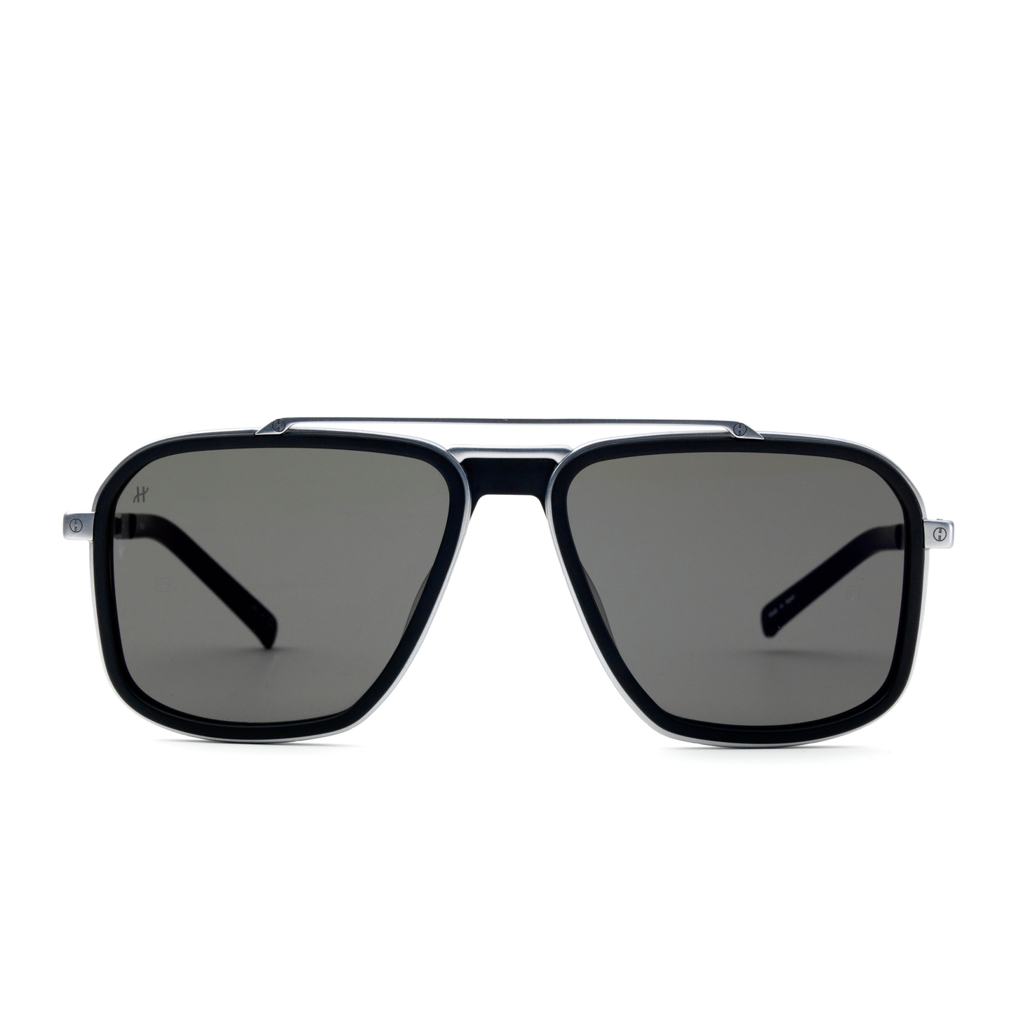 Silver Matte Squared Sunglasses with Red Mirror Lens