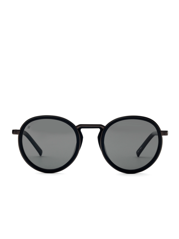 Black Matte Rounded Sunglasses with Solid Smoke Lens