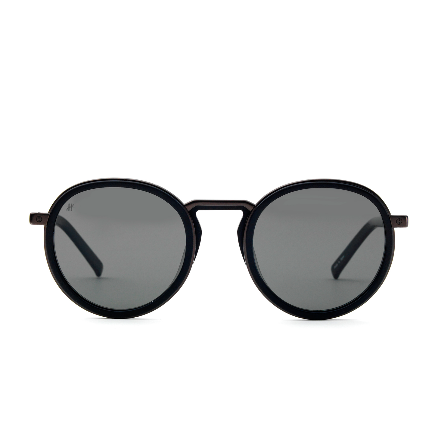 Black Matte Rounded Sunglasses with Solid Smoke Lens