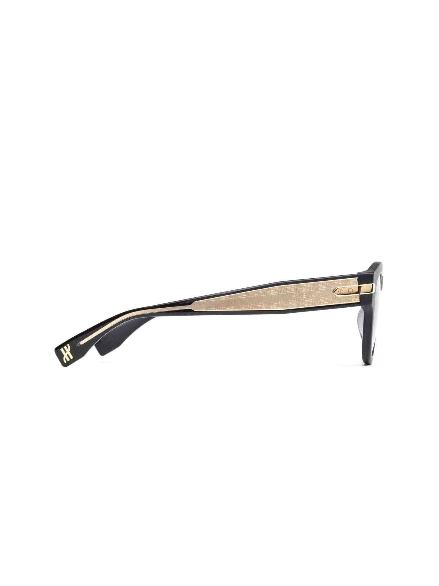 Black Matte Rounded Key Sunglasses with Green Lens