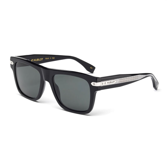 Black Square Acetate Sunglasses with Polar Solid Smoke Lens