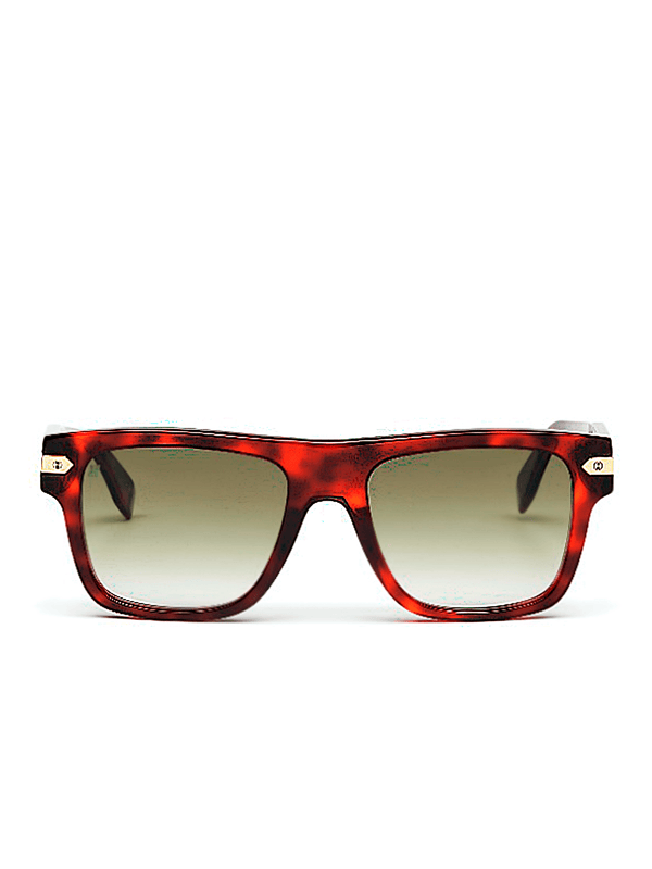 Brown Square Acetate Sunglasses with Gradient Gold Mirror Lens