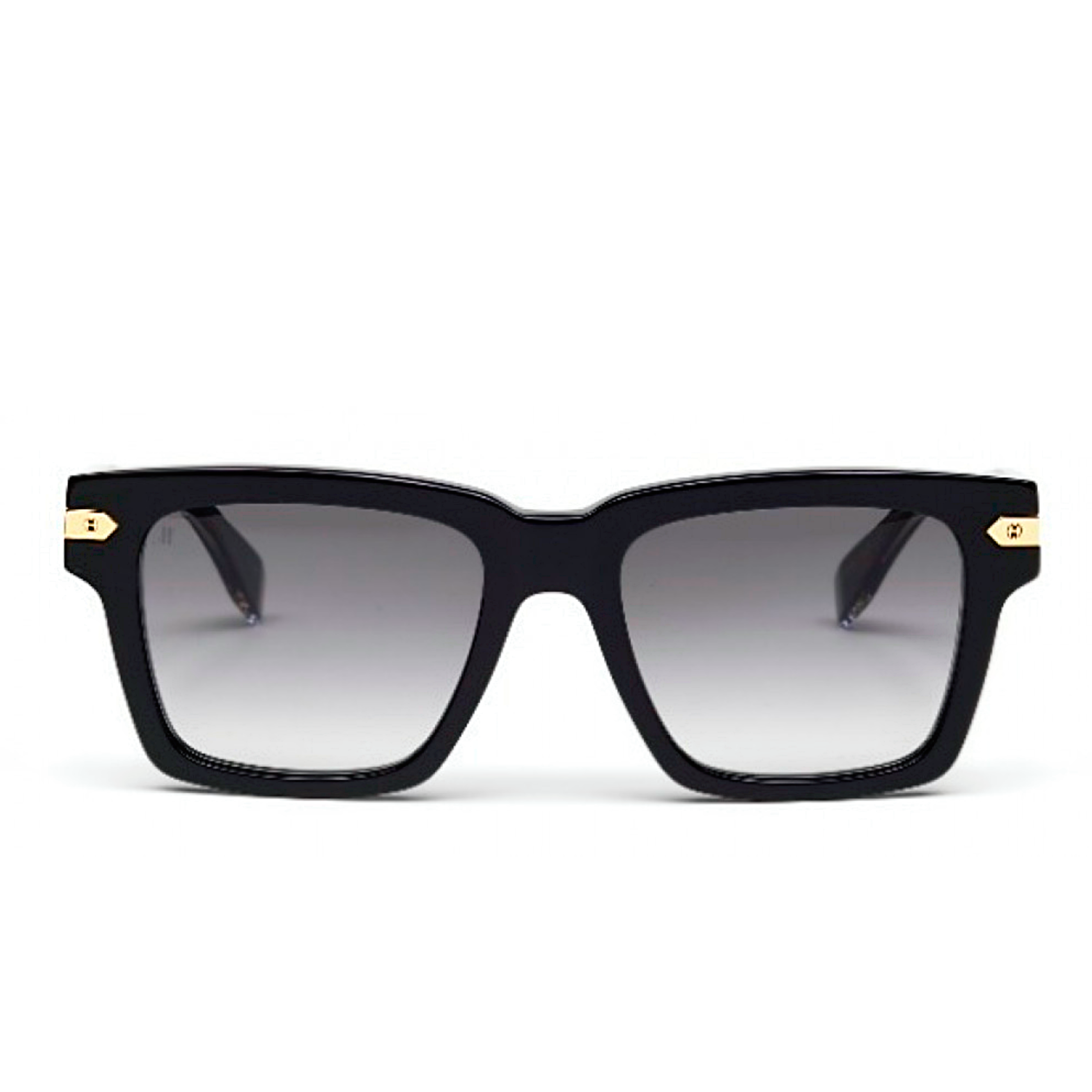 Black Square Acetate Sunglasses with Flash Gold Lens