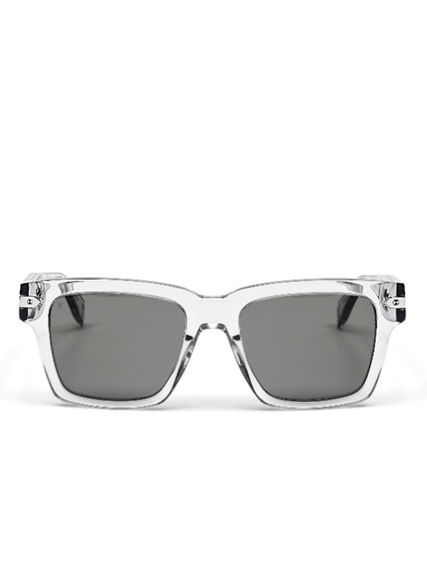 Crystal Square Acetate Sunglasses with Solid Smoke Lens
