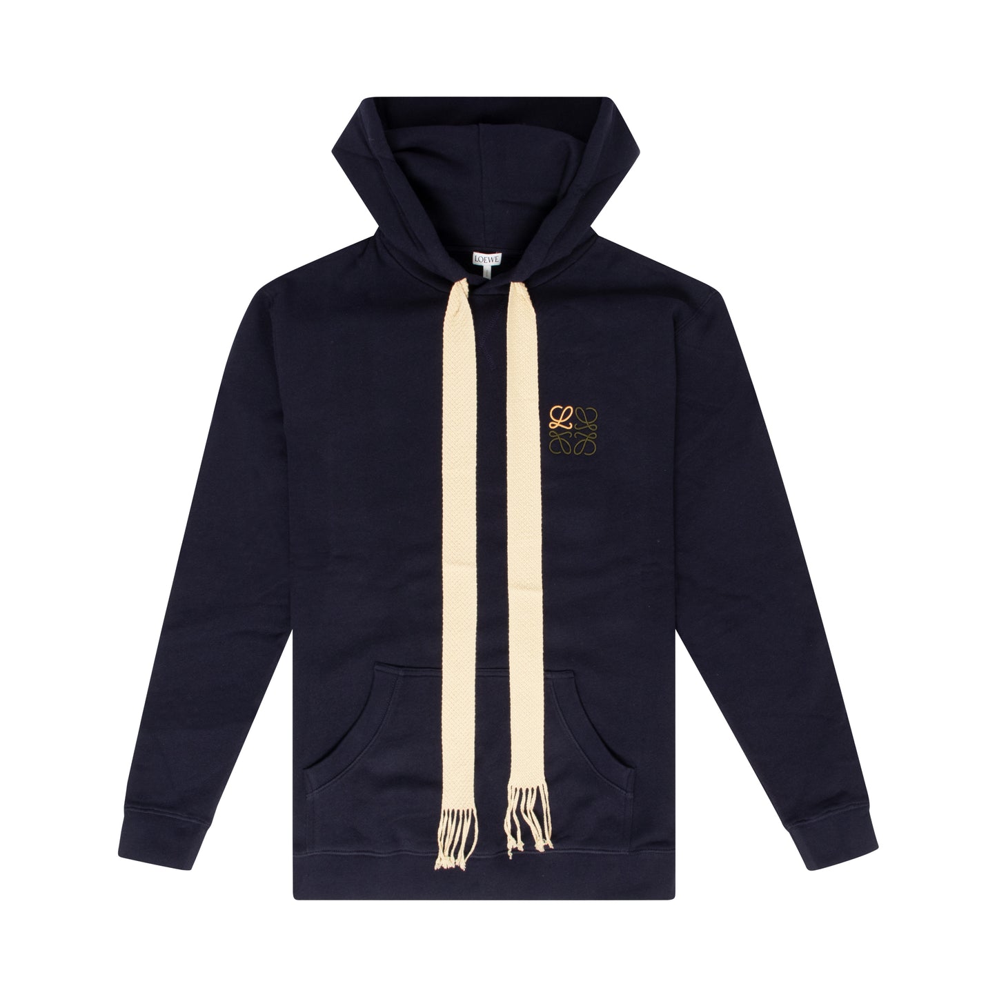 Anagram Embroidered Hoodie in Blue Navy