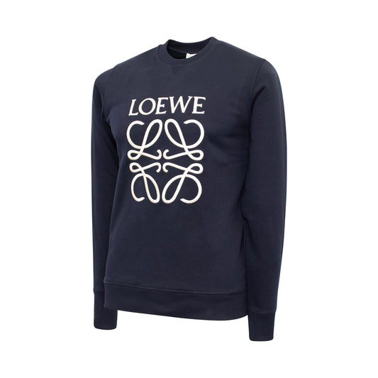 Anagram Embroidered Sweatshirt in Navy Blue