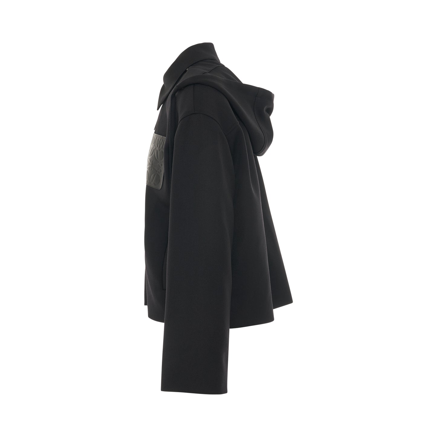 Hooded Anagram Zip Parka in Black