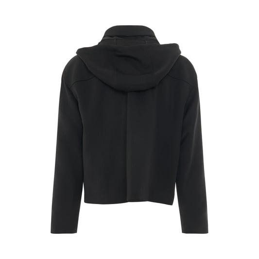 Hooded Anagram Zip Parka in Black