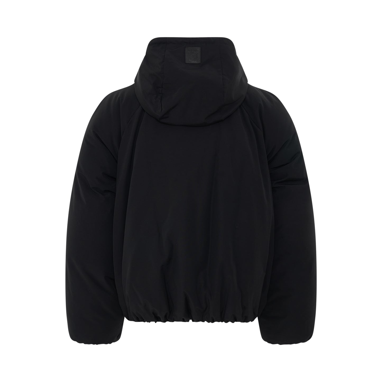 Puffer Hooded Bomber Jacket in Black