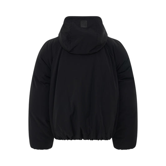 Puffer Hooded Bomber Jacket in Black