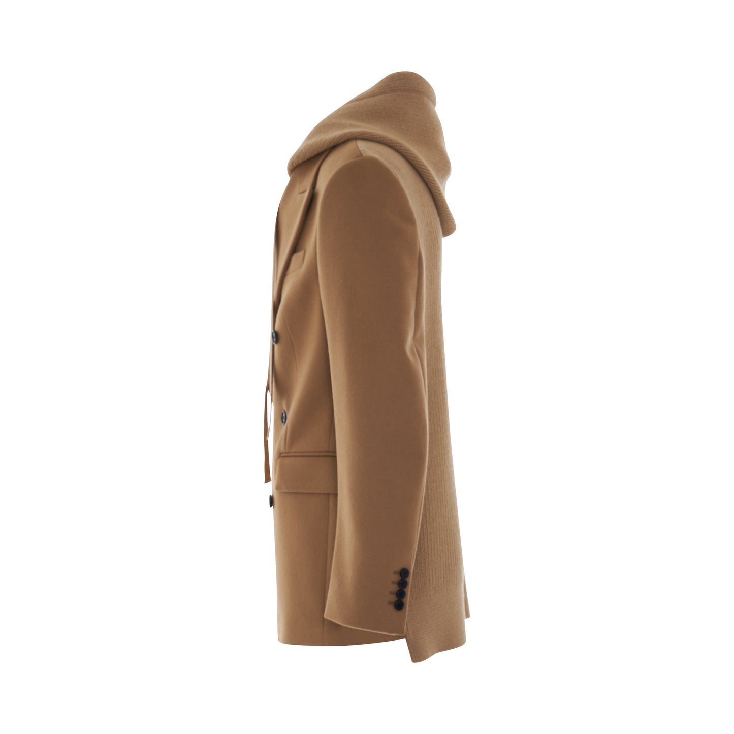 Double Breasted Hooded Jacket in Camel