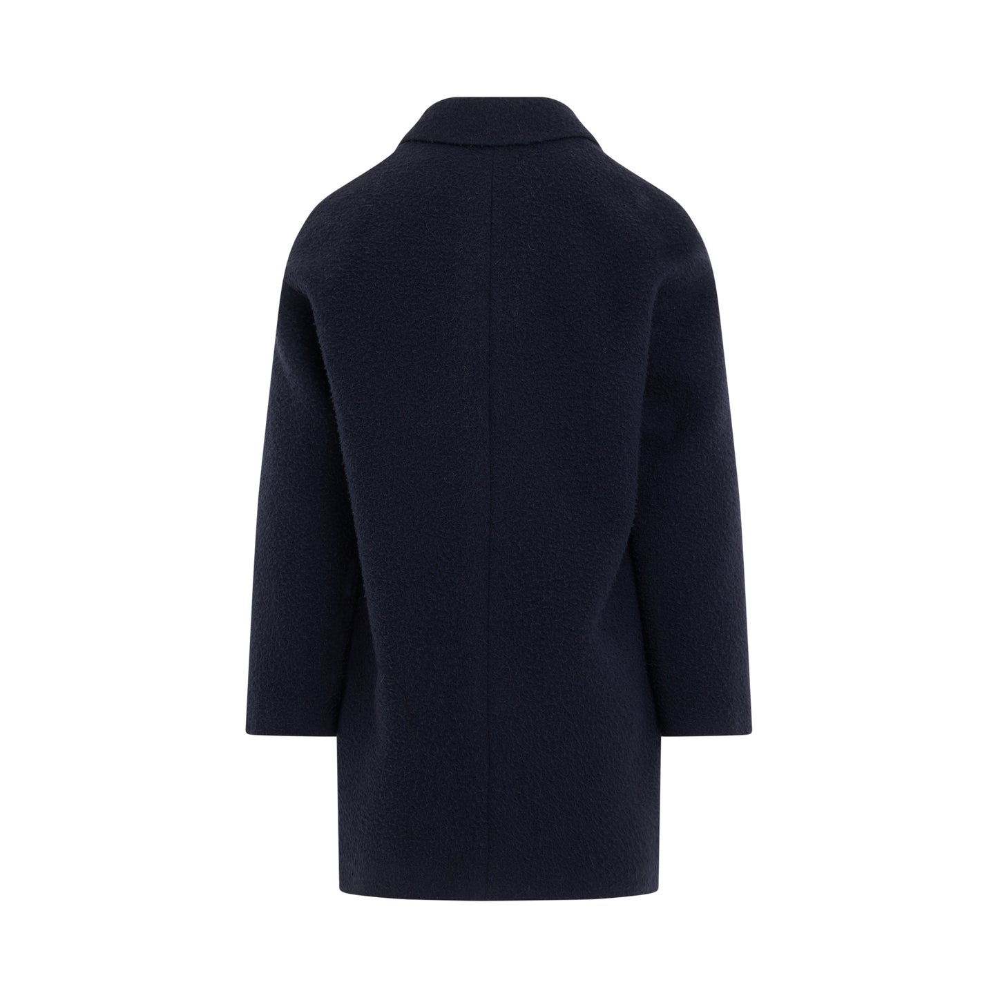 Textured Wool Coat in Navy Blue