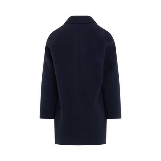 Textured Wool Coat in Navy Blue