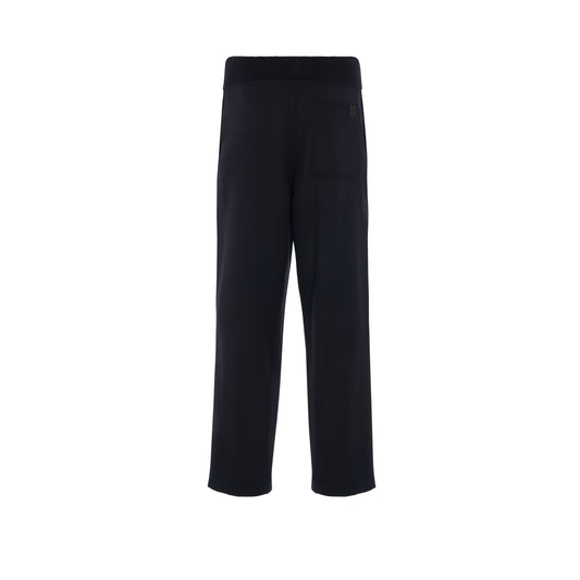 Rib Waist Drawstring Trousers Dark Navy