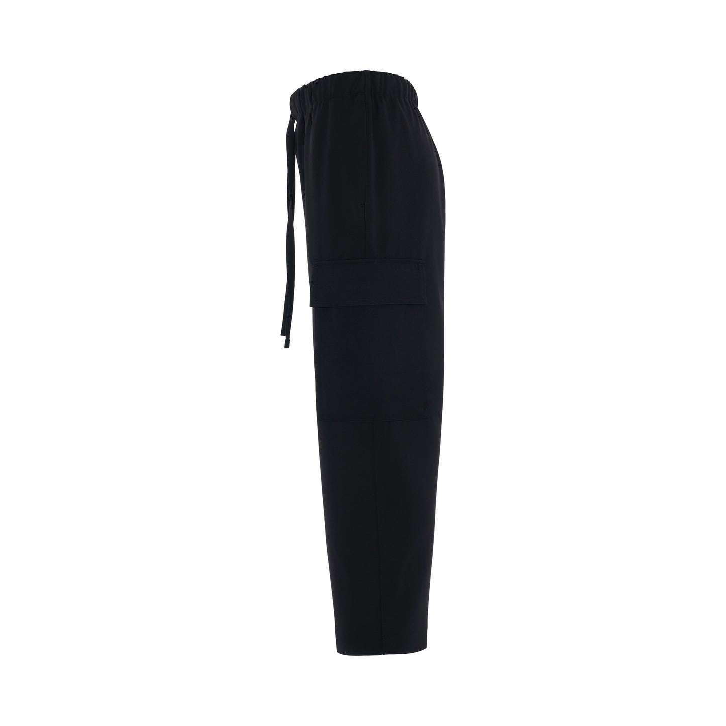 Cropped Drawstring Trousers in Black