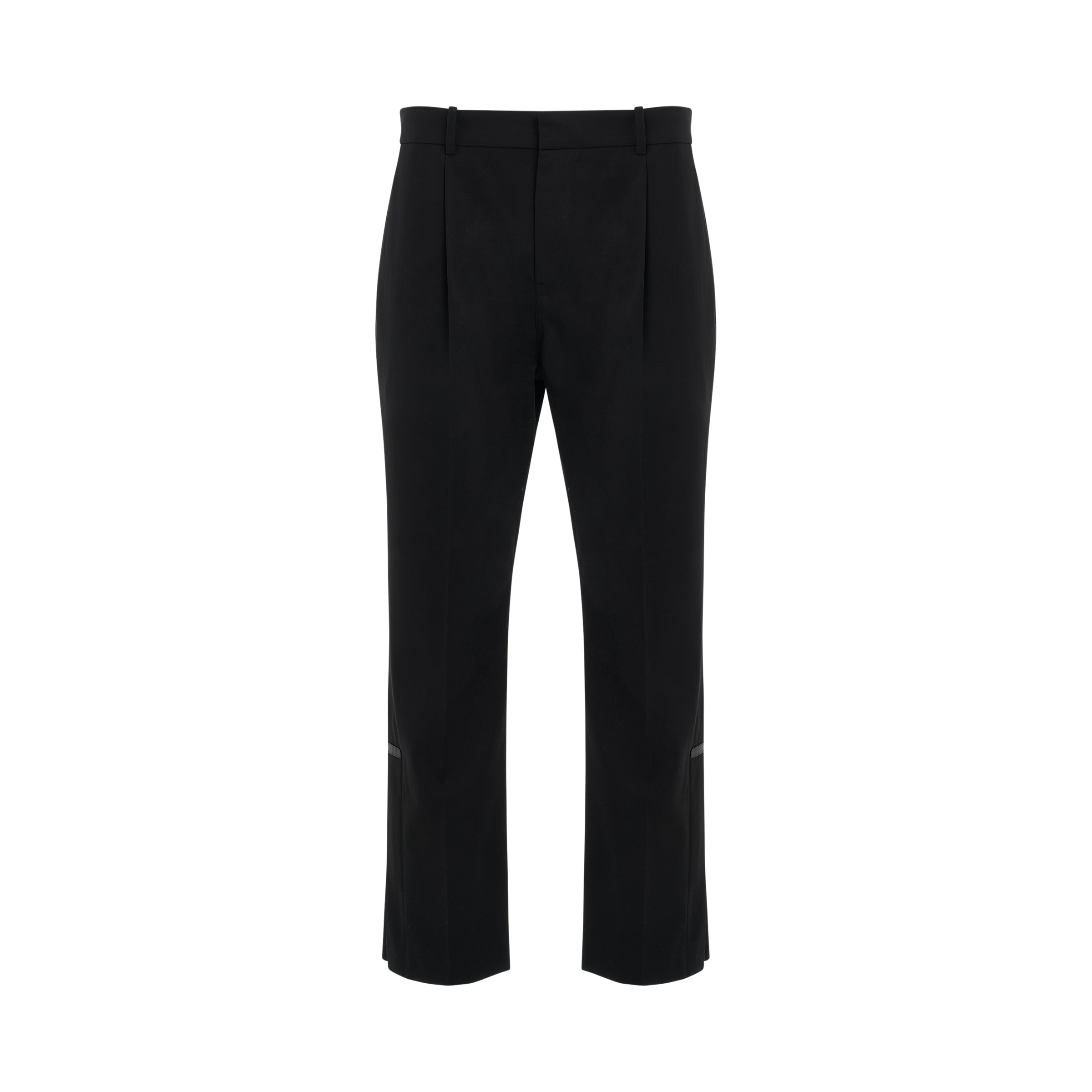 Slim Cotton Trousers in Black